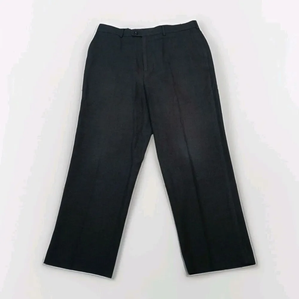 Perry Ellis Portfolio Dress Pants Mens 34x29 Black Modern Fit Flex Stretch‎